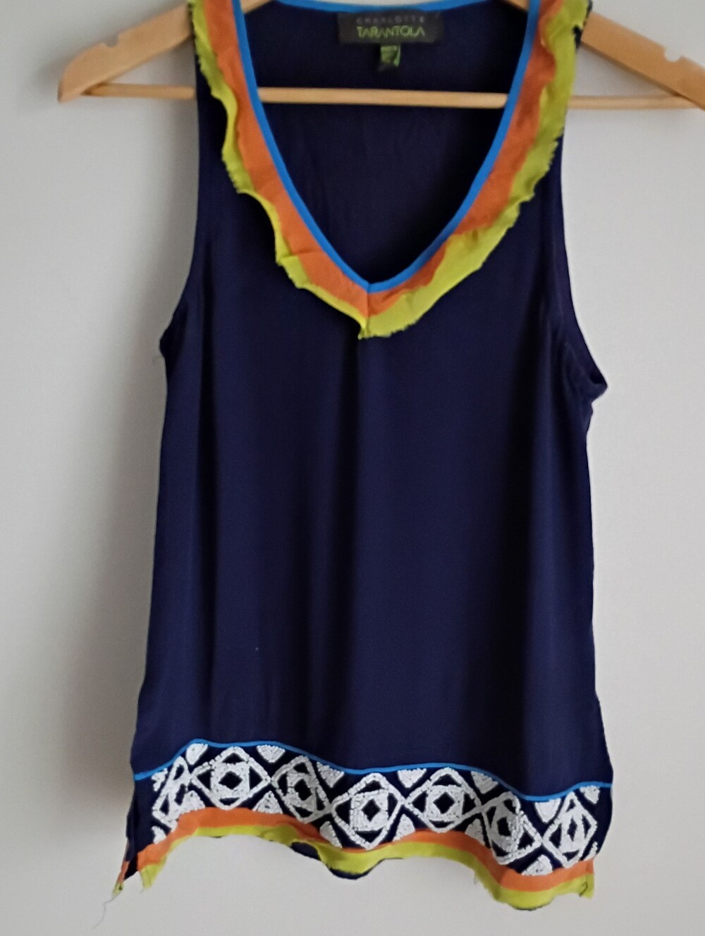 Charlotte Tarantola Luxury Silk Beaded Ruffle Tank Top Artsy